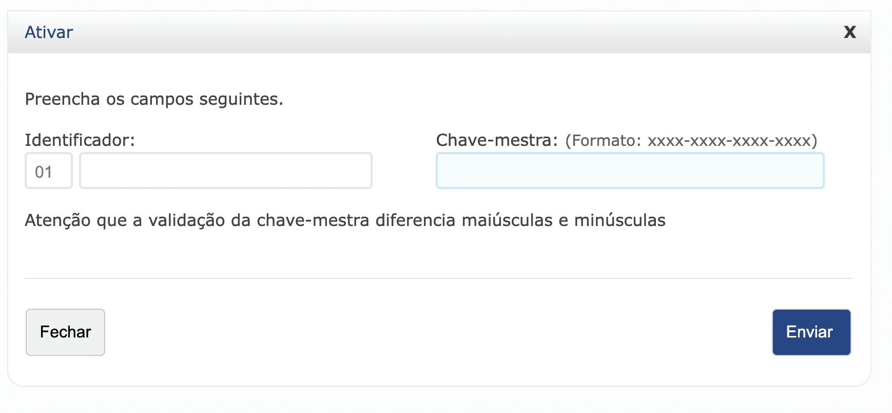 Activate Master key for INE