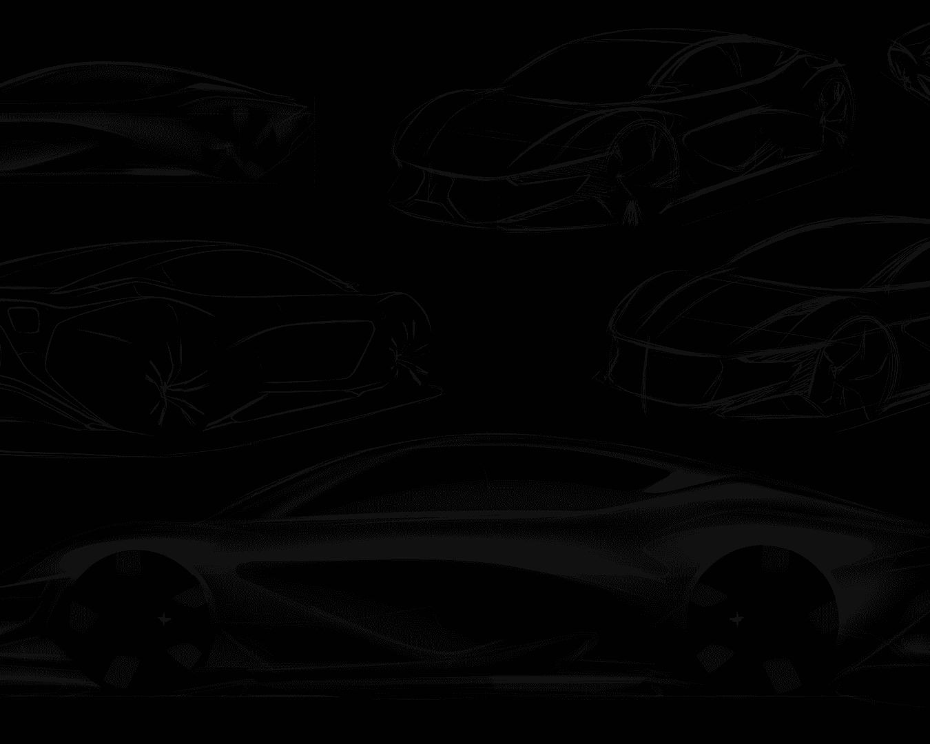 Ferrari Sedan concept car sketches and ideations background image.