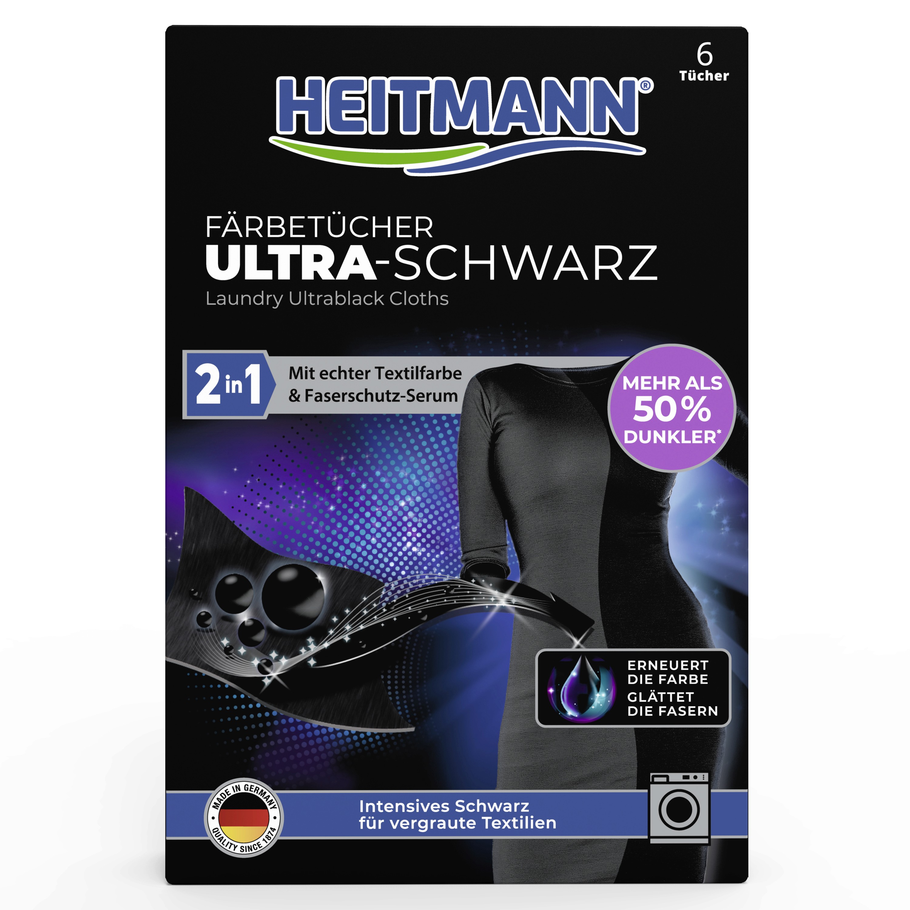 Heitmann Chusteczki przywracajace czerń Ultra-Schwarz 6szt.