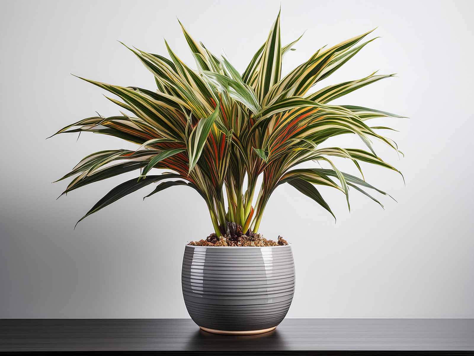 Marginata Tricolor plant with vibrant green, cream, and pink leaves in a modern St. Louis office, supplied by Tropical Decor