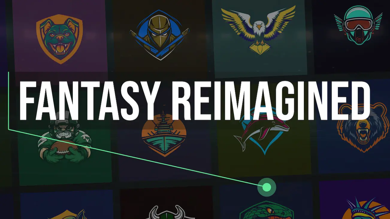 Franchise League Football Fantasy Reimagined promotional banner with league logos and app screens