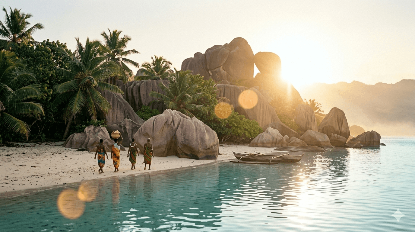 An island by the beach in seychelles