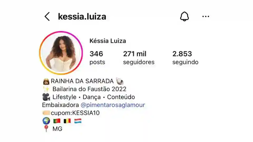 Perfil de Instagram de hóspede influencer  - Sítio A&J