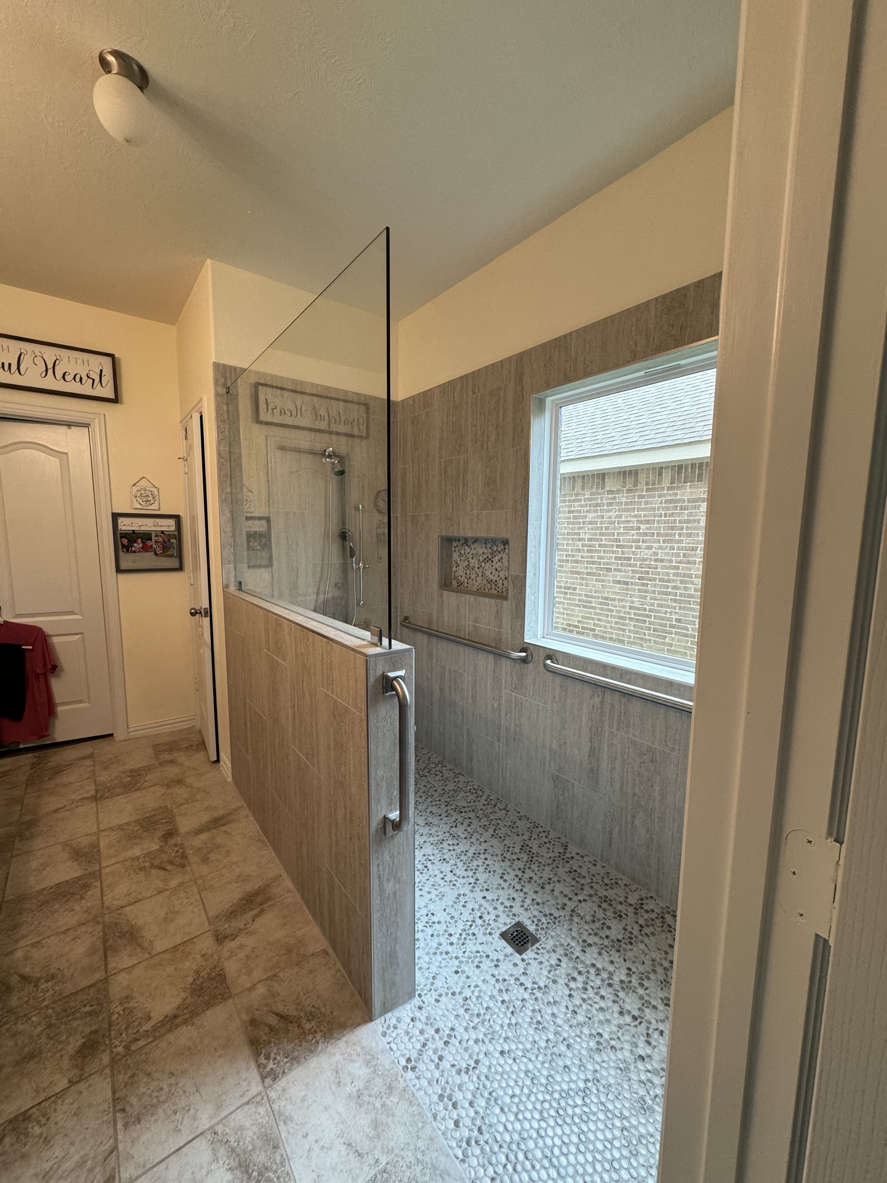 Custom accessible tile shower built by LiveWell