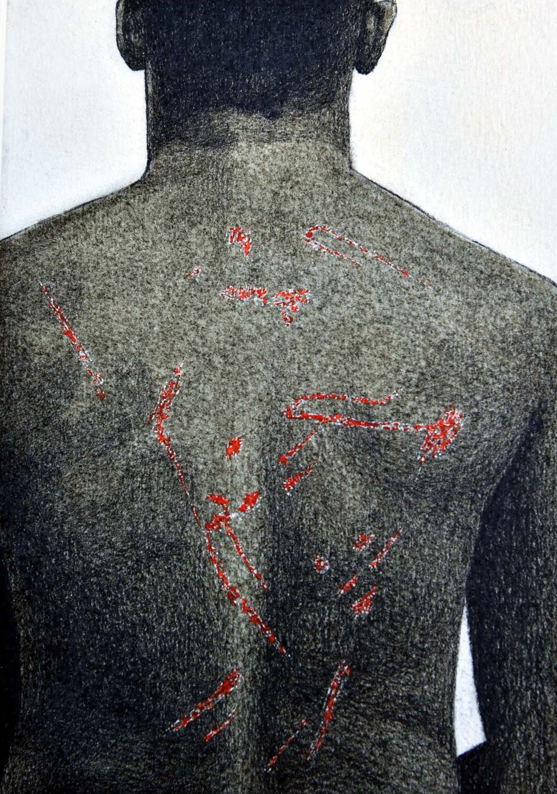 herd of sheep on road painting