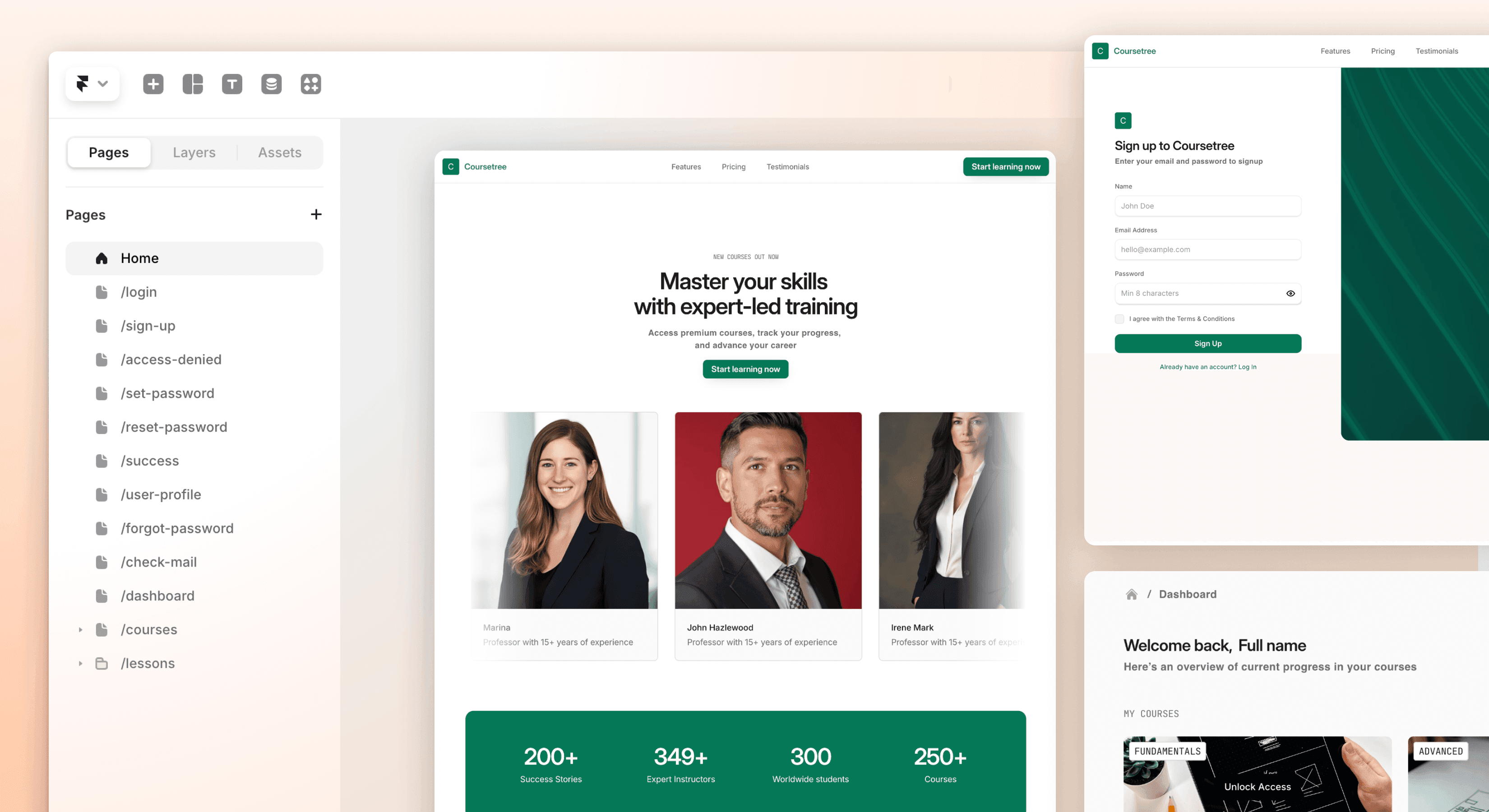 Thenty Framer template for courses and membership gated content