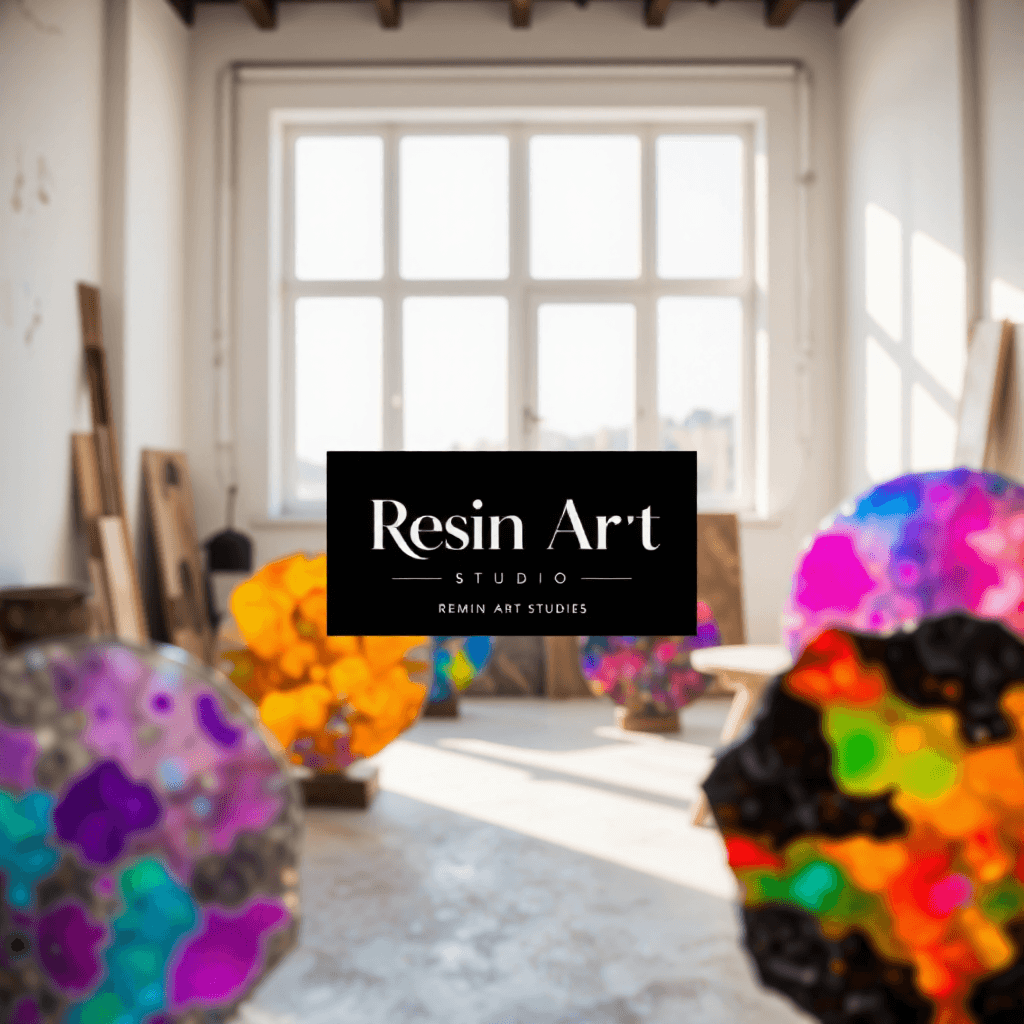 product photography of a logo of a resin art studio