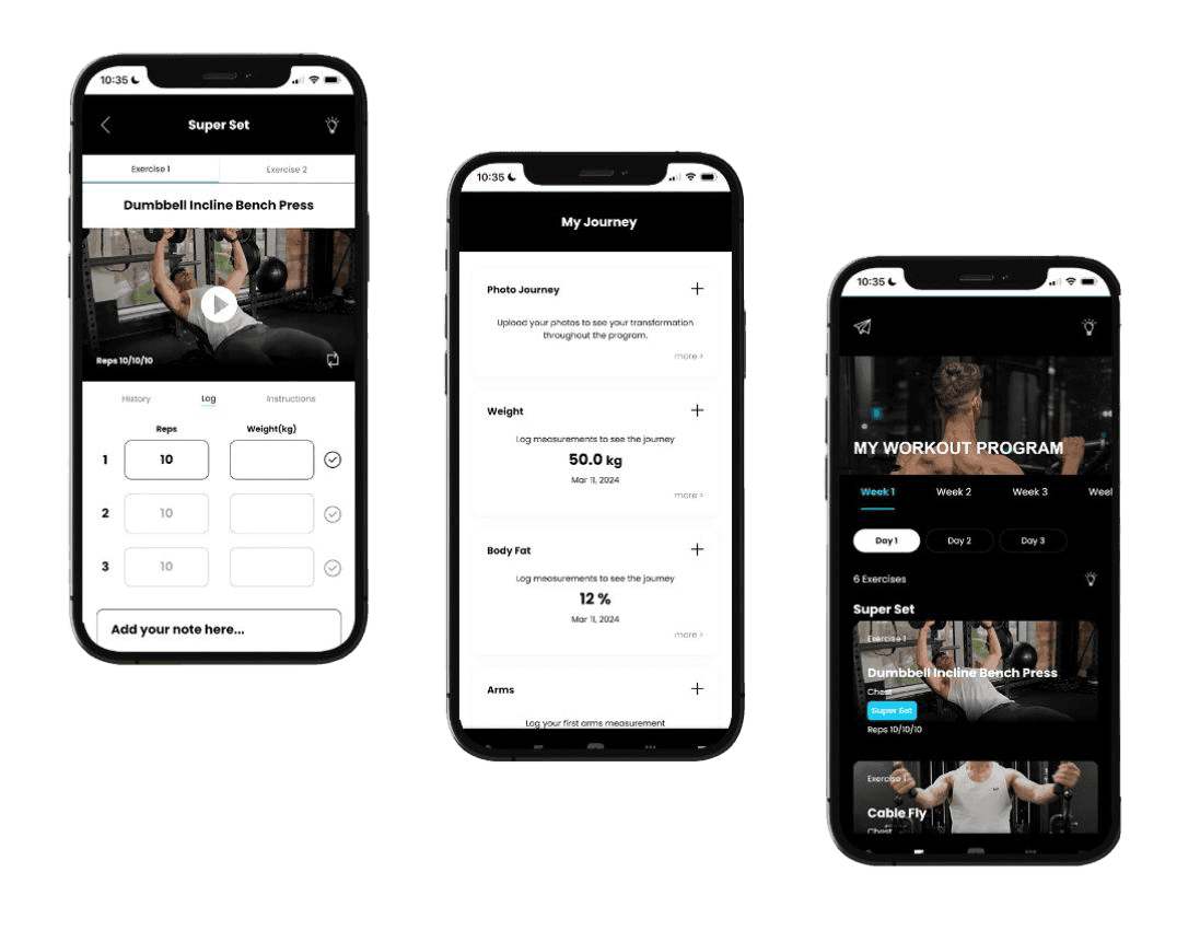 Fitness app with personalised workouts and meal plans