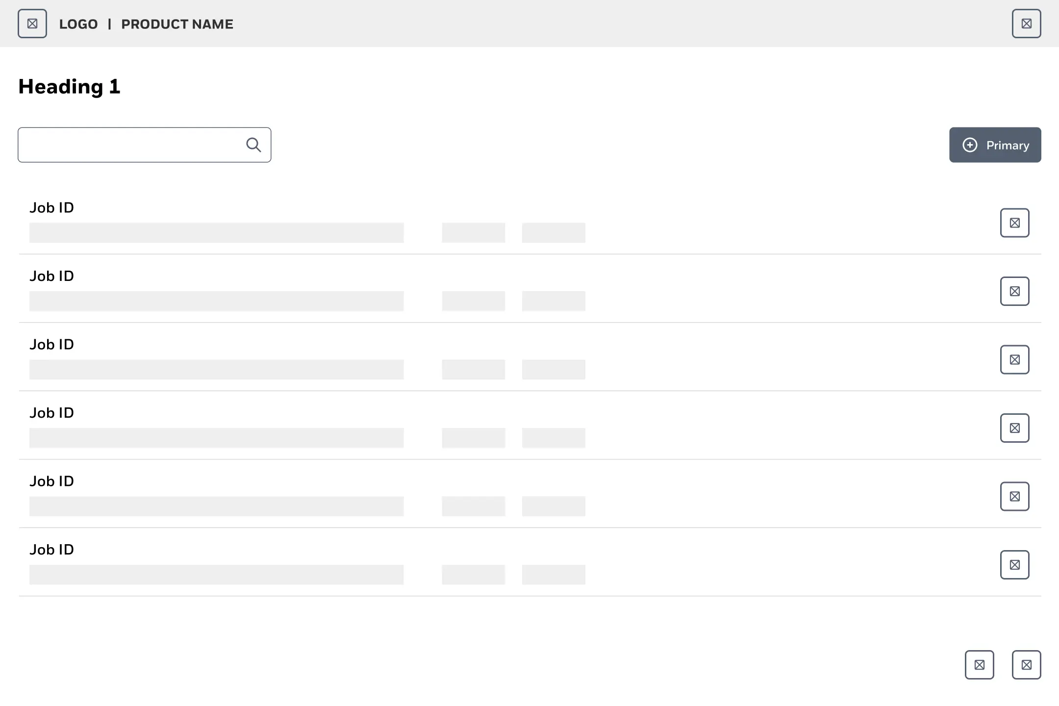 Wireframe of the Airgap Portal showing a standard list view