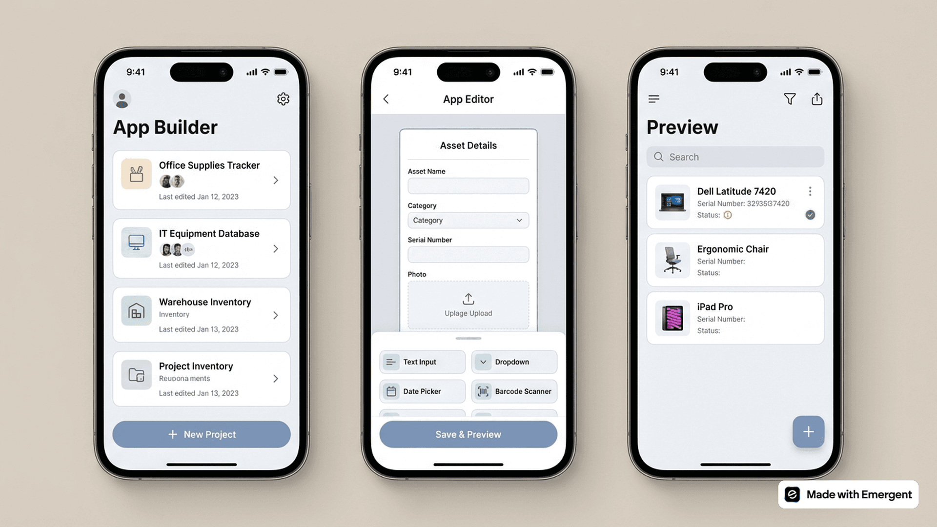 Asset Inventory App Made With Emergent
