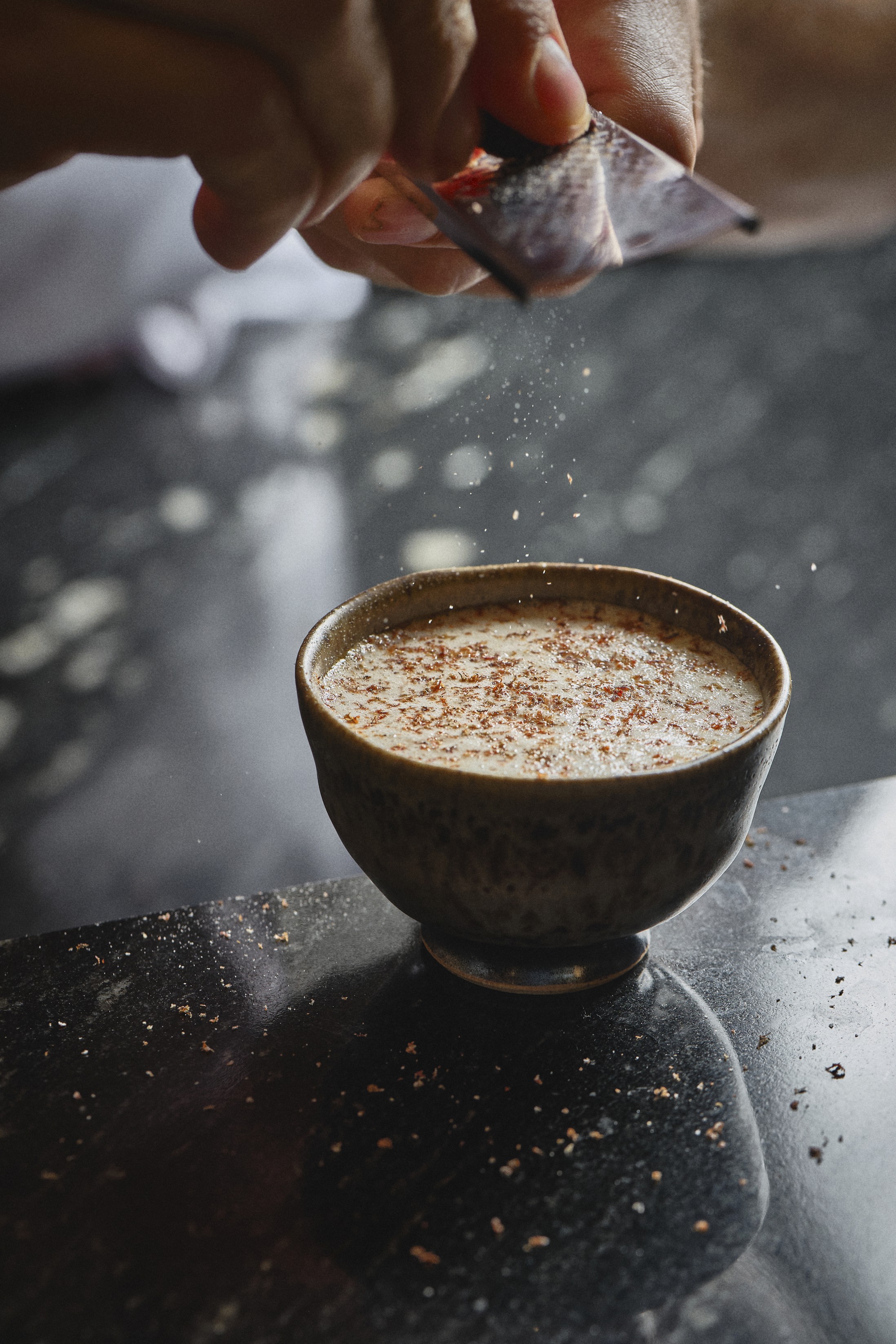 Dancing Shrimp Bisque, Wild Almond, Long Pepper, Red Spur Chili