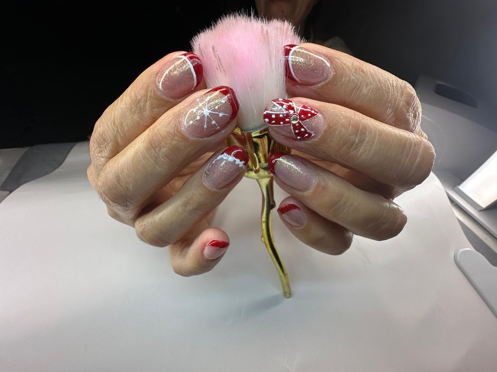 Woman selecting nail polish samples