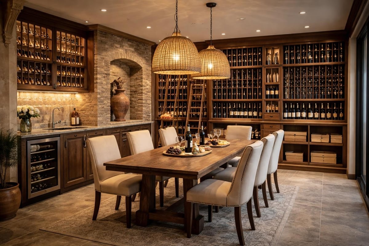 Wine cellar tasting area integration