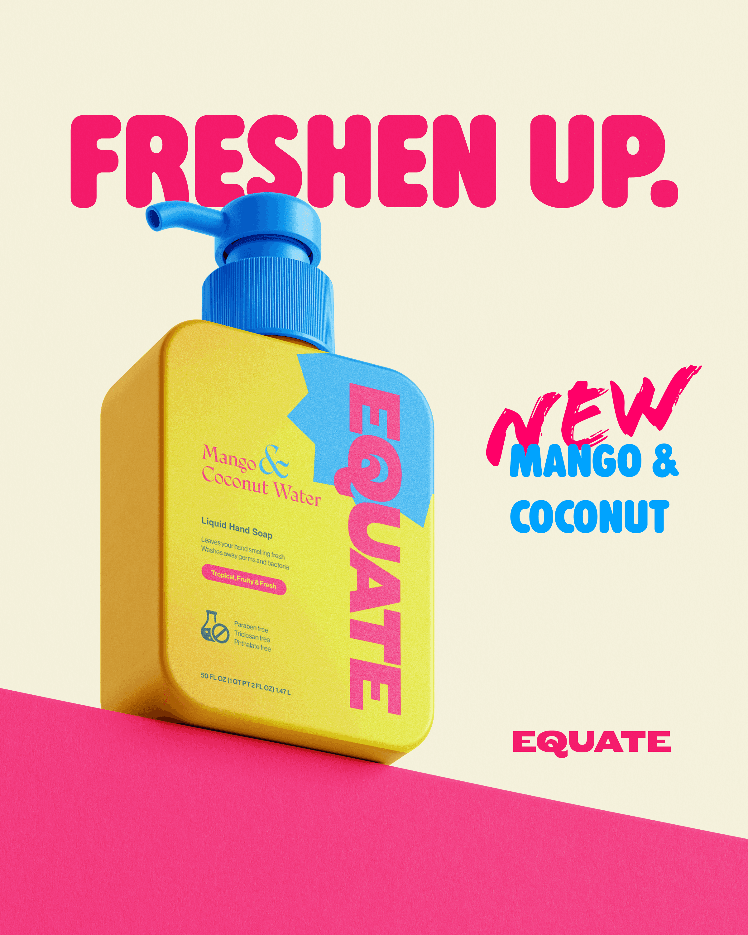 bright and bold rectangular hand soap bottle in a digital advertisement