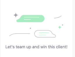Dealism handoff state inviting the team to continue with the client