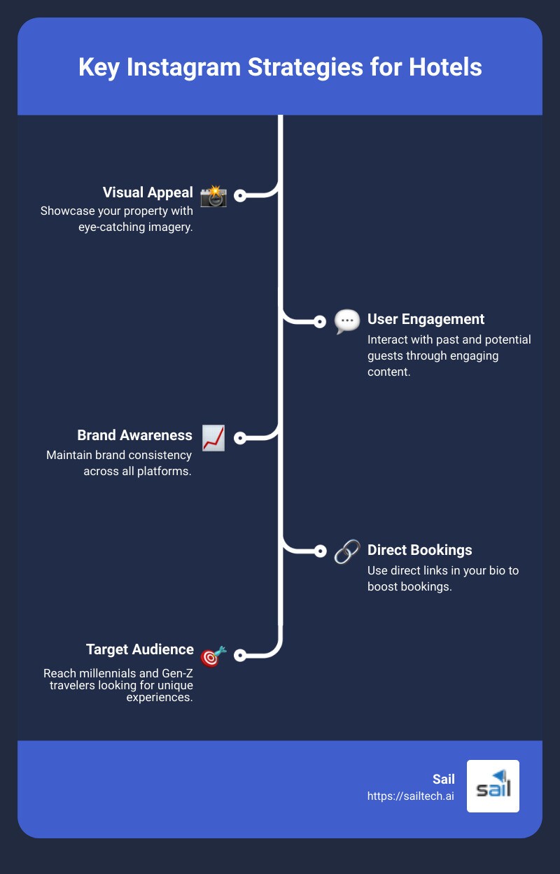 Key Instagram Strategies for Hotels - instagram for hotels infographic infographic-line-5-steps