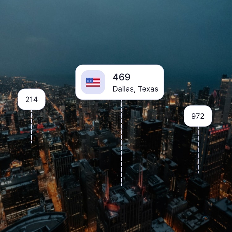 City skyline of Dallas showing the 469 area code and surrounding area codes