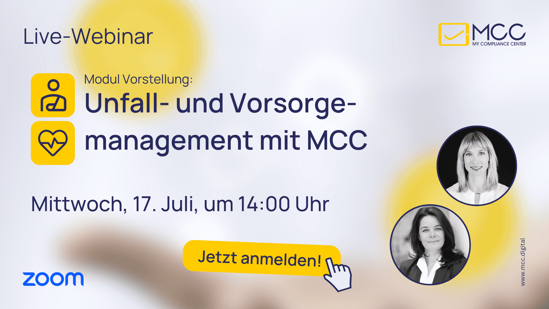 Live-Webinar: Unfall- und Vorsorgemanagement mit MCC; 17. Juli - 14:00 Uhr