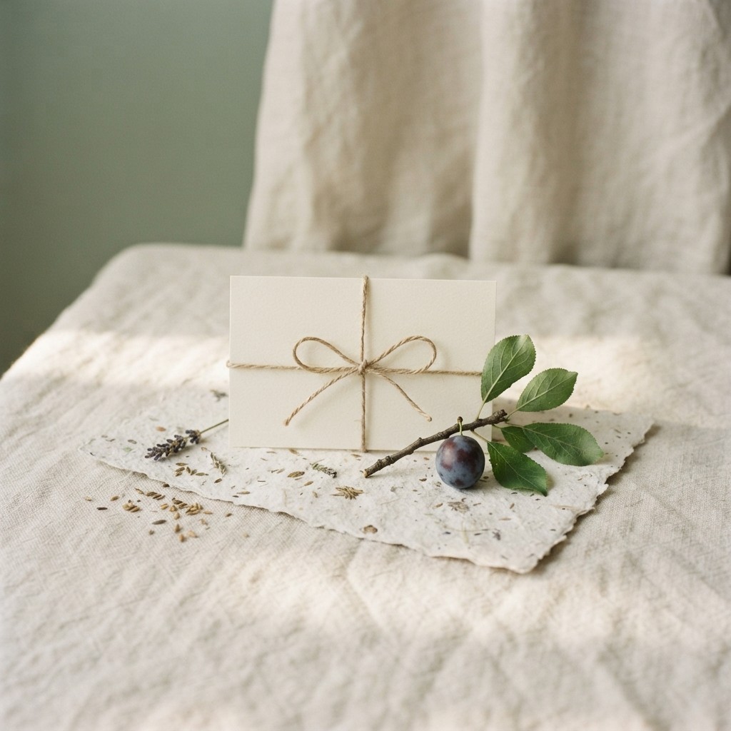 A gift voucher tied with string