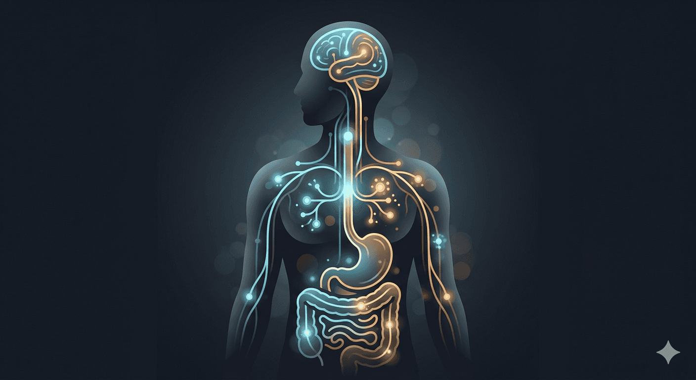 Illustration of hunger hormone pathways from stomach to brain — ghrelin and leptin explained