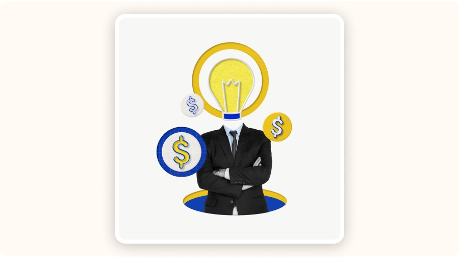 Entrepreneur with dollar symbols