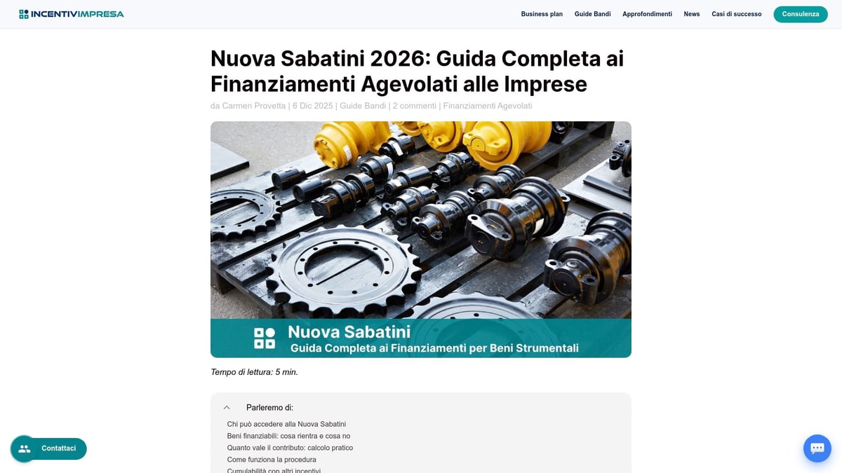 7 Bandi Impresa da Non Perdere nel 2026 - 4. Nuova Sabatini – Agevolazione per l’Acquisto di Macchinari