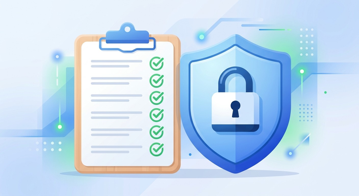 Illustration of a security checklist with a shield, part of the vibe coding security checklist