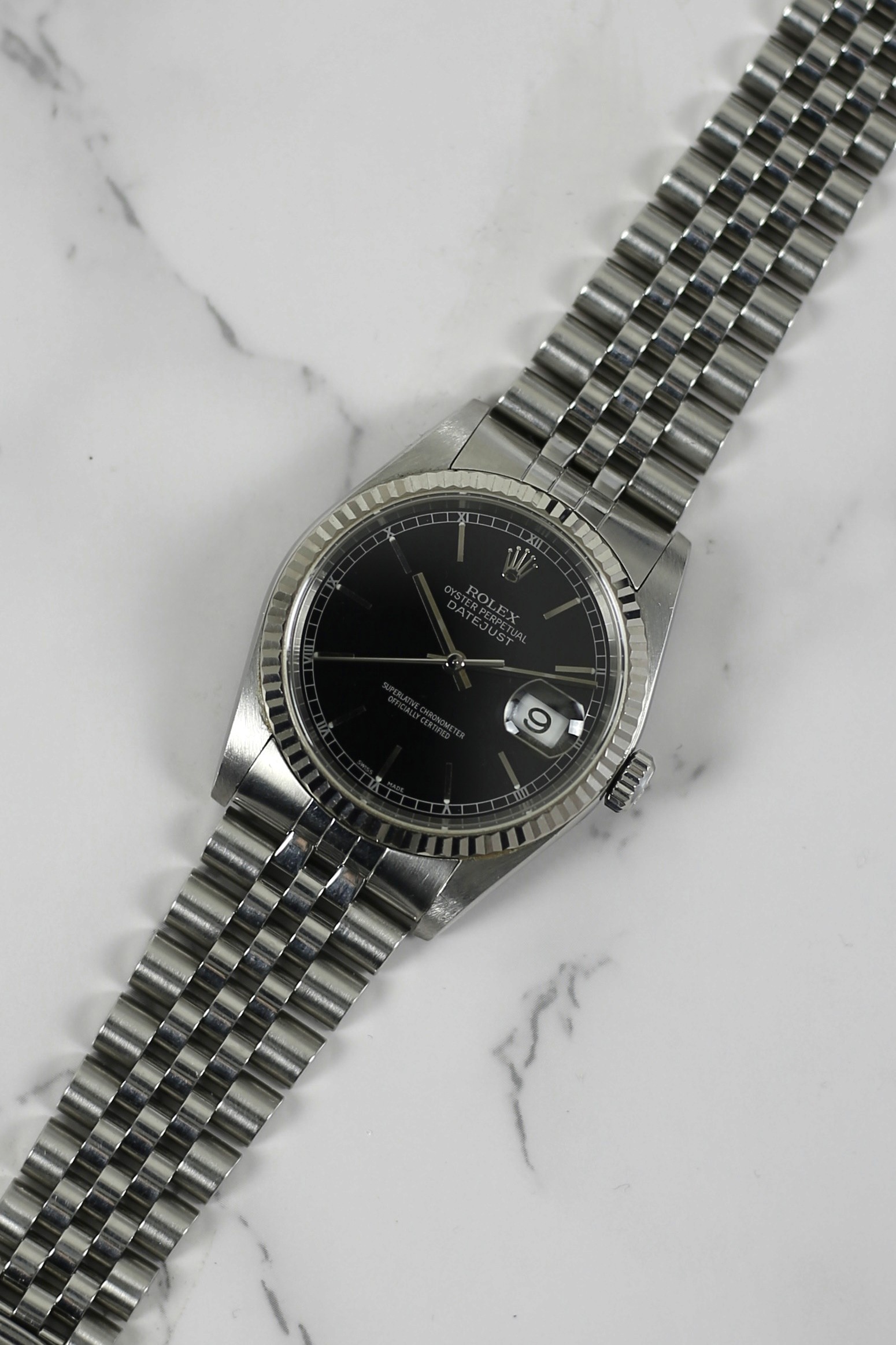 DATEJUST BLACK DIAL 18K WHITE GOLD BEZEL