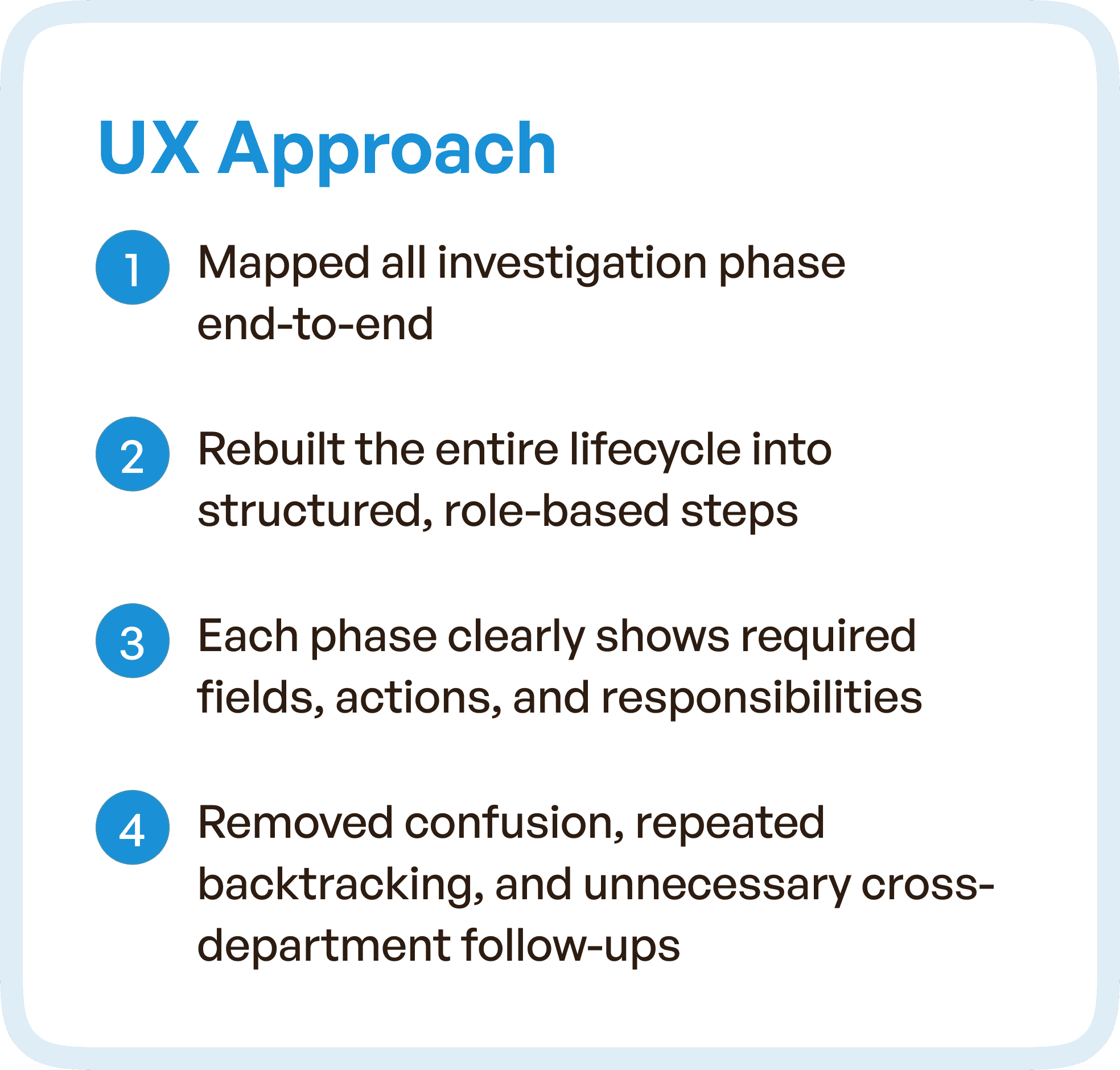 UX Approach defined in points