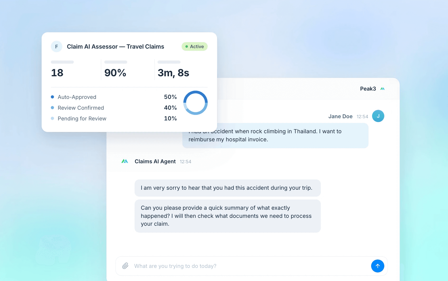 A user interface displaying data with categories like age and response rates on a light blue background.