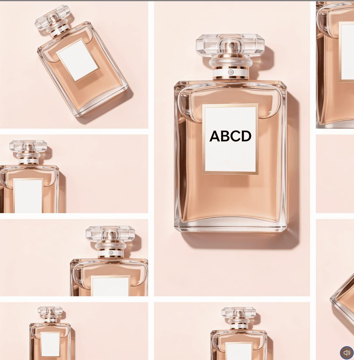 Primer plano del generador de videos de producto con IA mostrando detalles de packaging de perfume preservados en un anuncio de lujo.