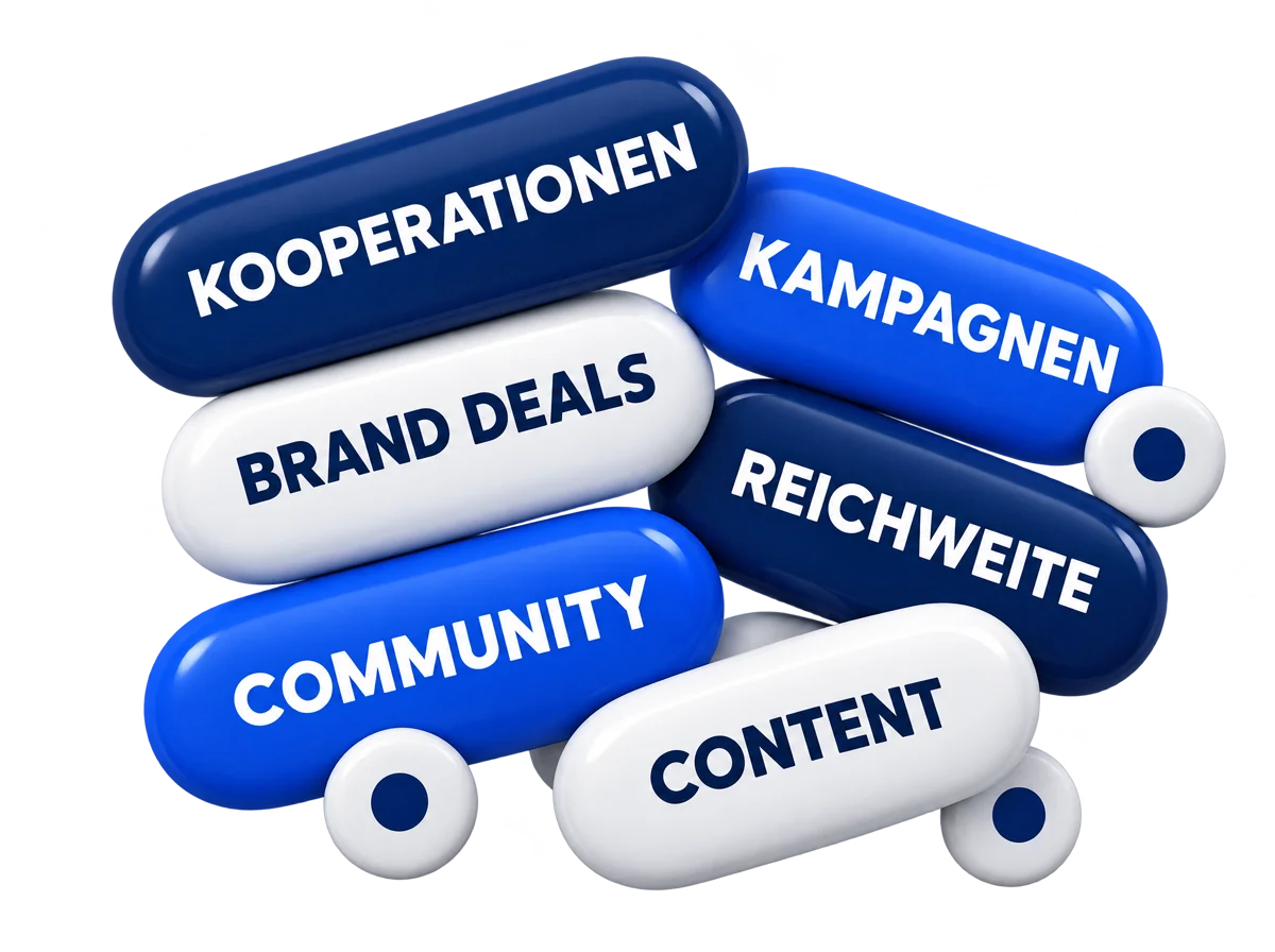 Badges: Kooperationen, Kampagnen, Brand Deals, Reichweite, Community, Content