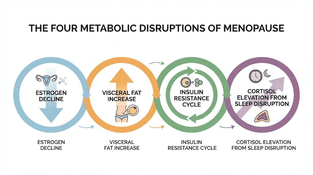 Four metabolic disruptions during menopause affecting weight loss