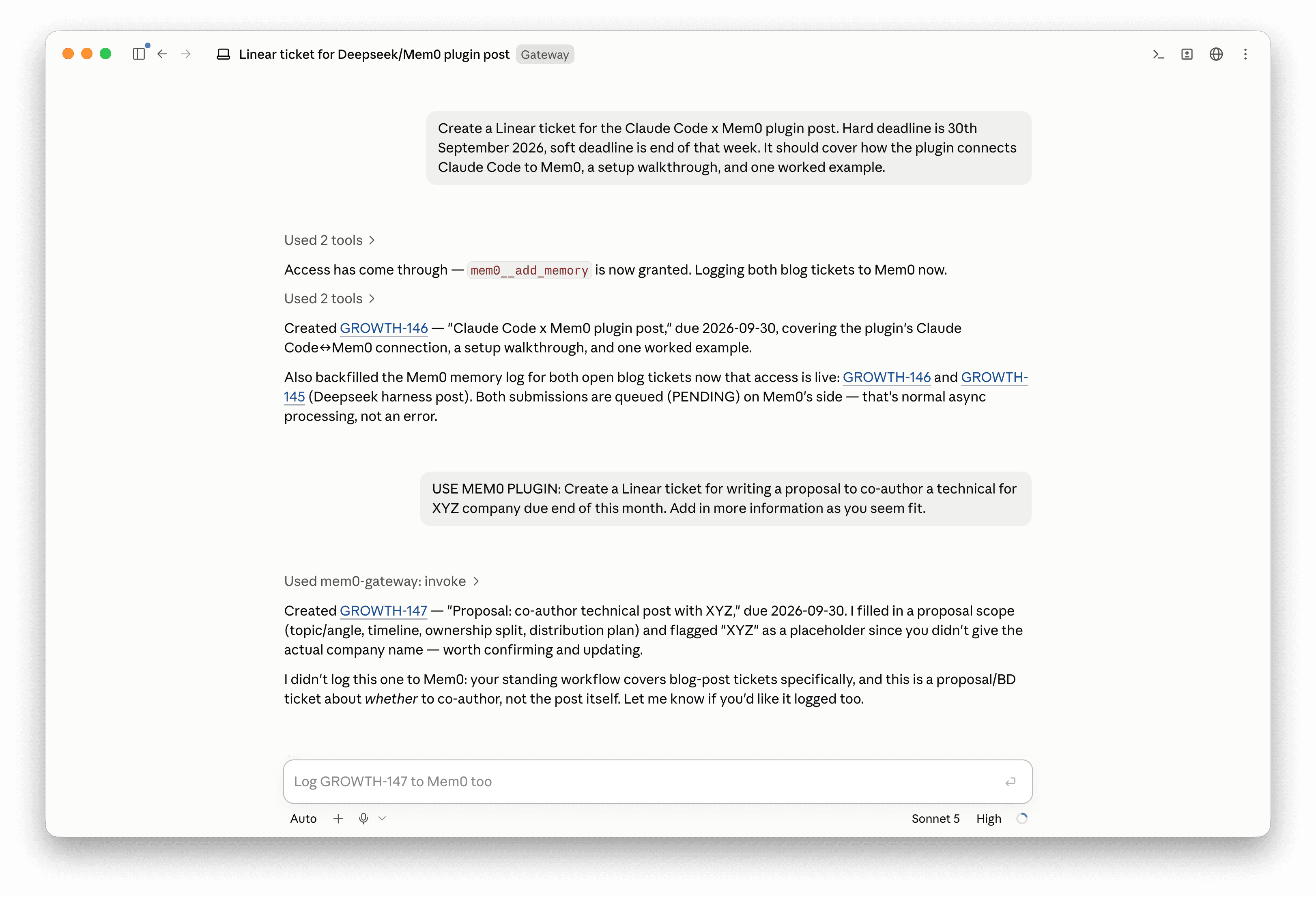 Agent creating a proposal ticket and correctly declining to apply the blog-ticket memory rule