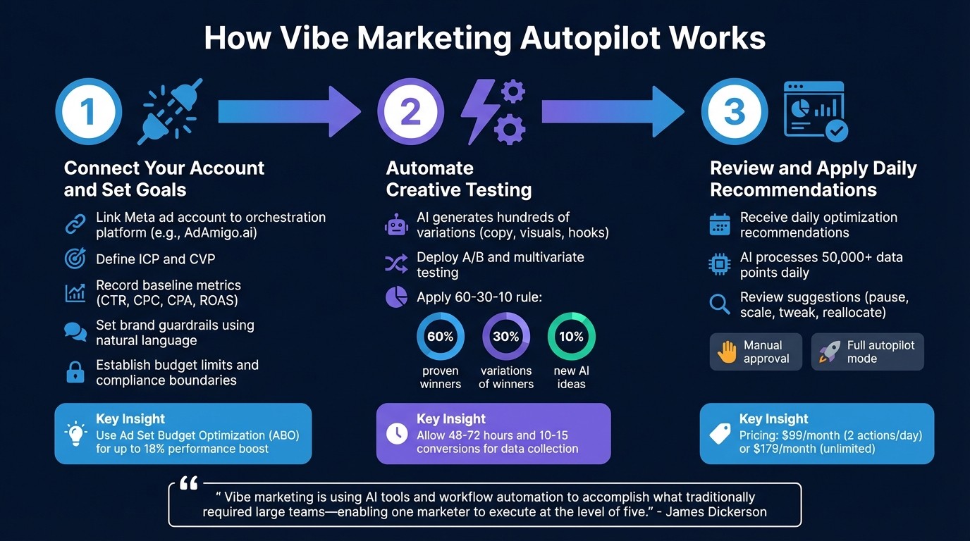 How Vibe Marketing Autopilot Works: 3-Step Implementation Process
