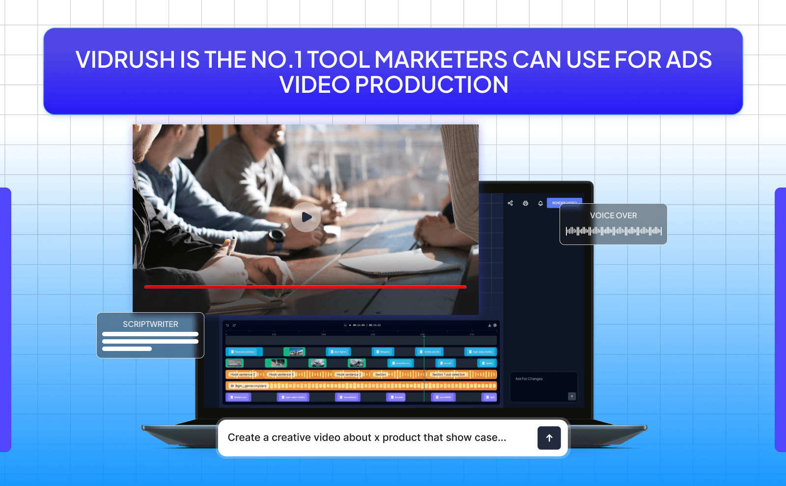 VidRush is the No.1 tool marketers can use for ads video production - AI for Marketing Video Content