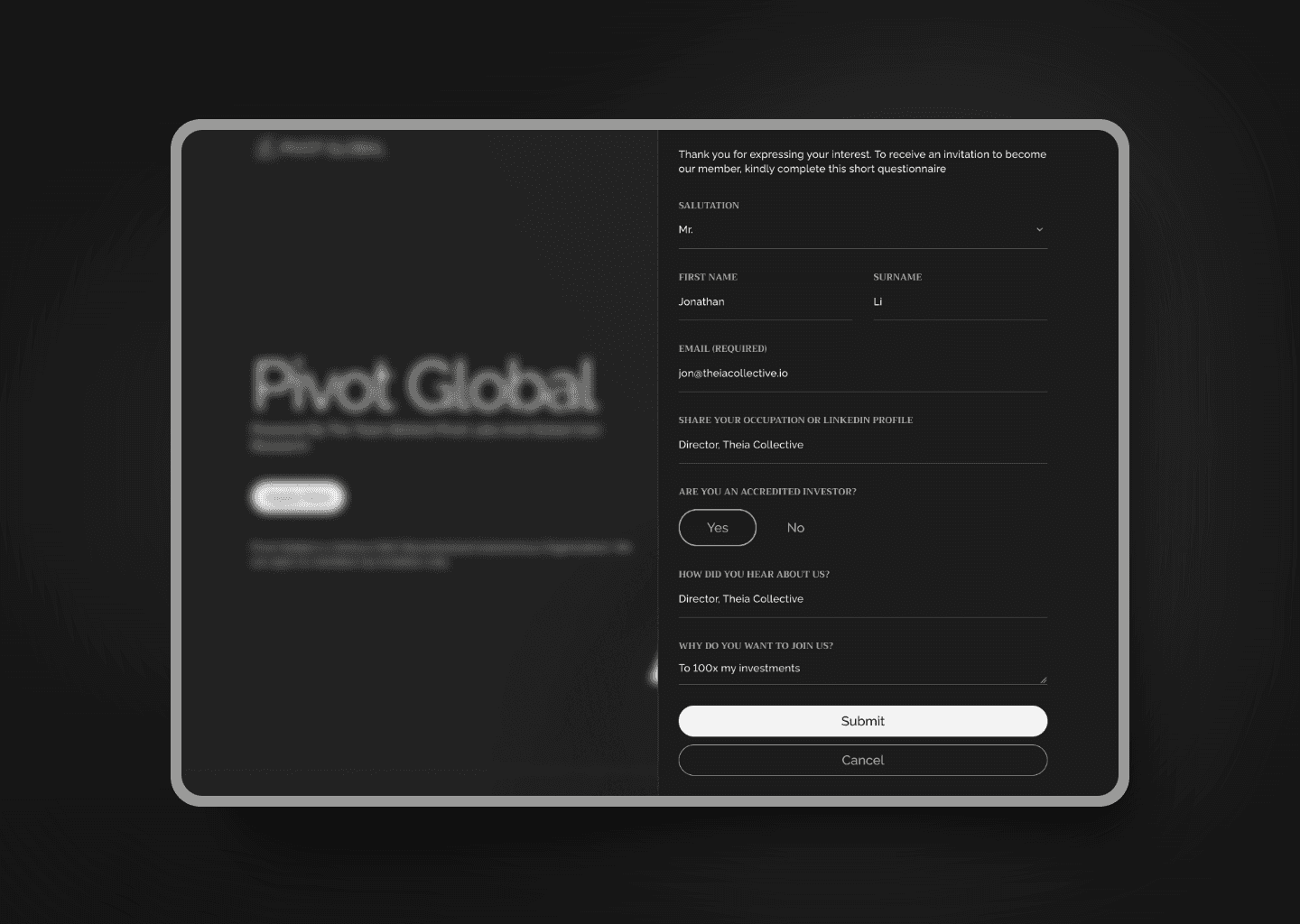 pivot global theia design