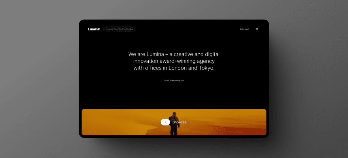 lumina Website page showcasing Staxx design and development using the Starx framer template by Orbix Supply.