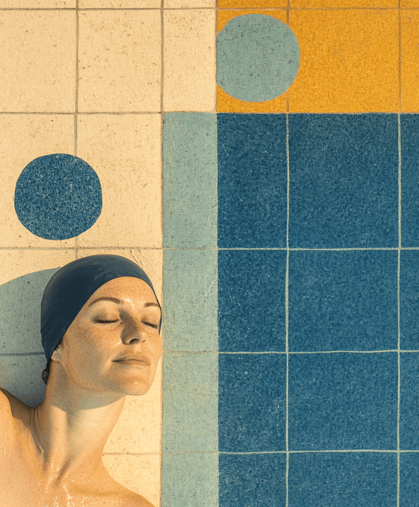 Women laying next to a pool