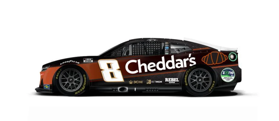 Kyle Busch will drive the No. 8 Cheddar's Scratch Kitchen Chevrolet.