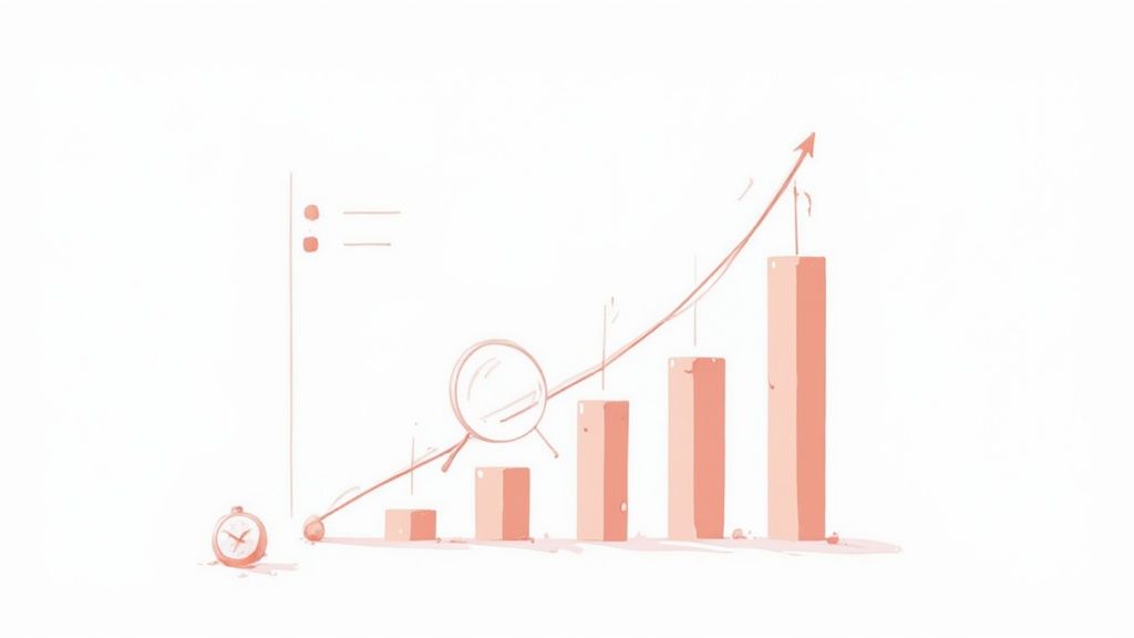 Close-up of a digital stock market graph showing volume bars and price trends.