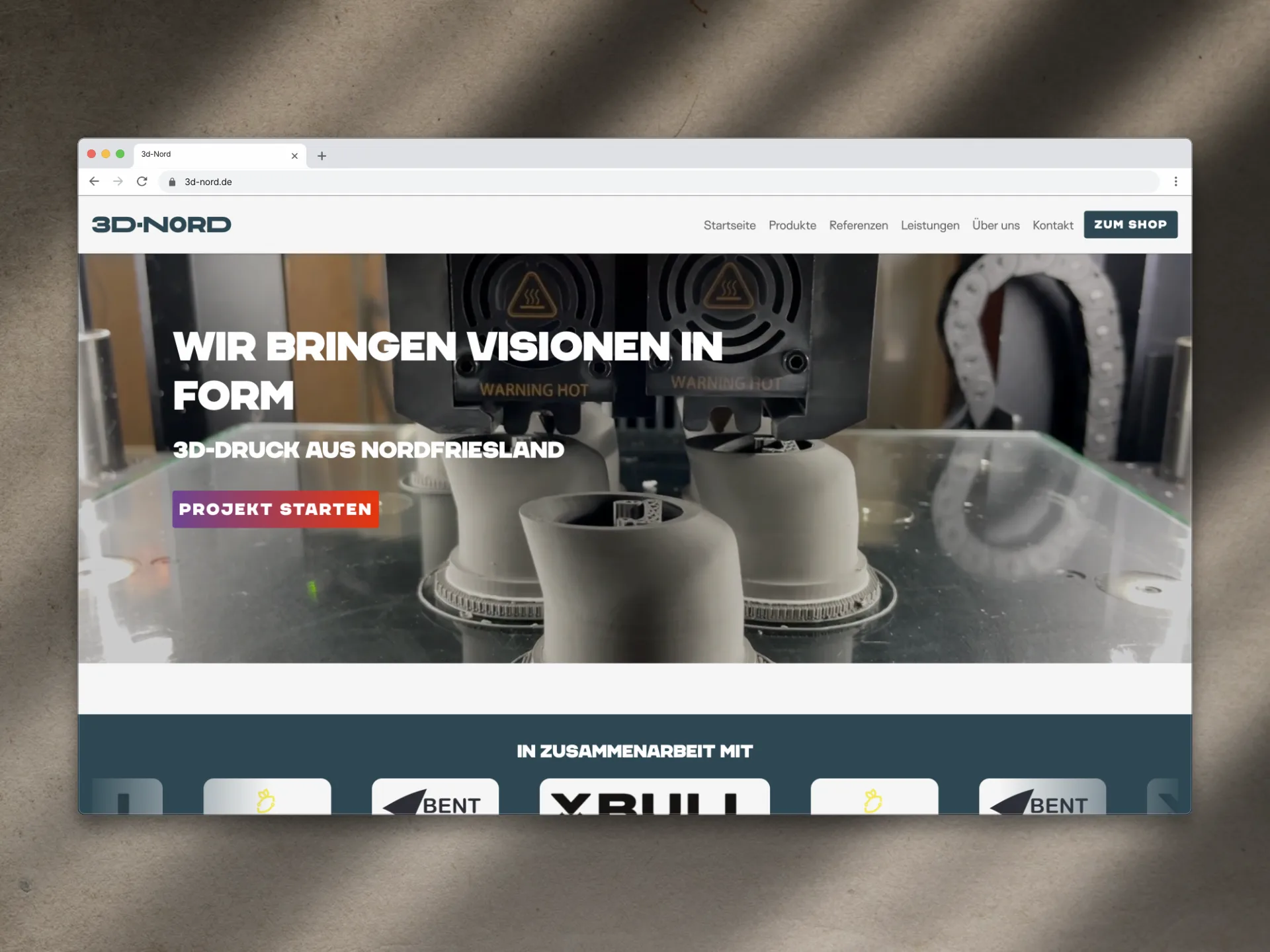 Mockups von der Website 3D-Nord