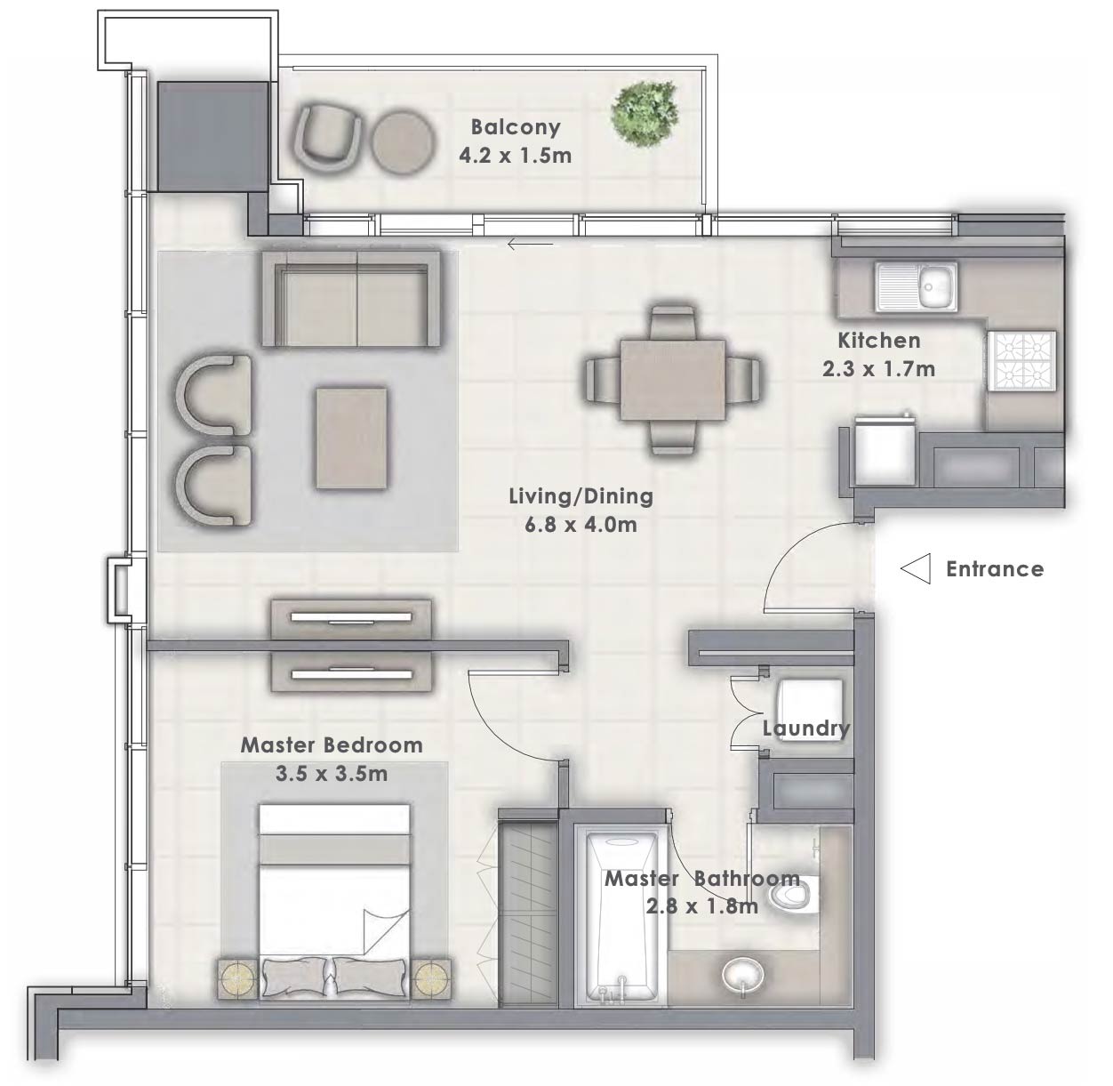 Forte at the Opera District Floor Plan 1BR