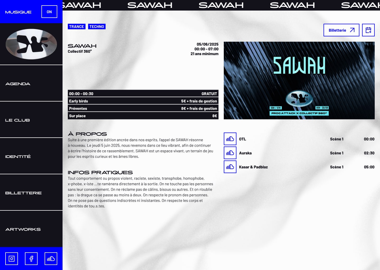 Visuel du site présentant une fiche descriptive d'un évènement.