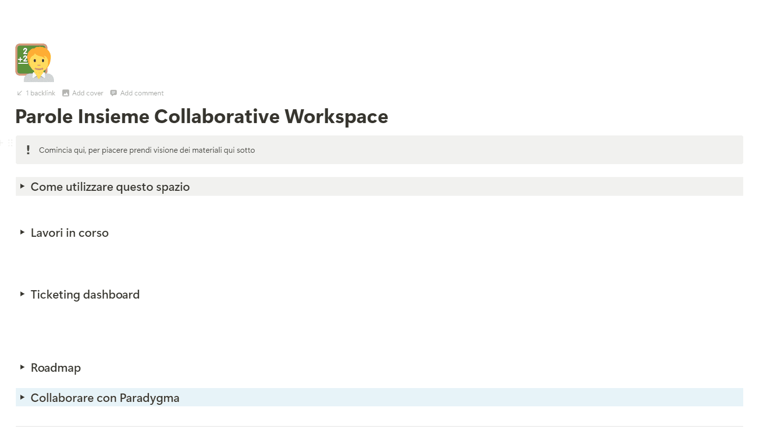 Collaborative workspace Parole Insieme