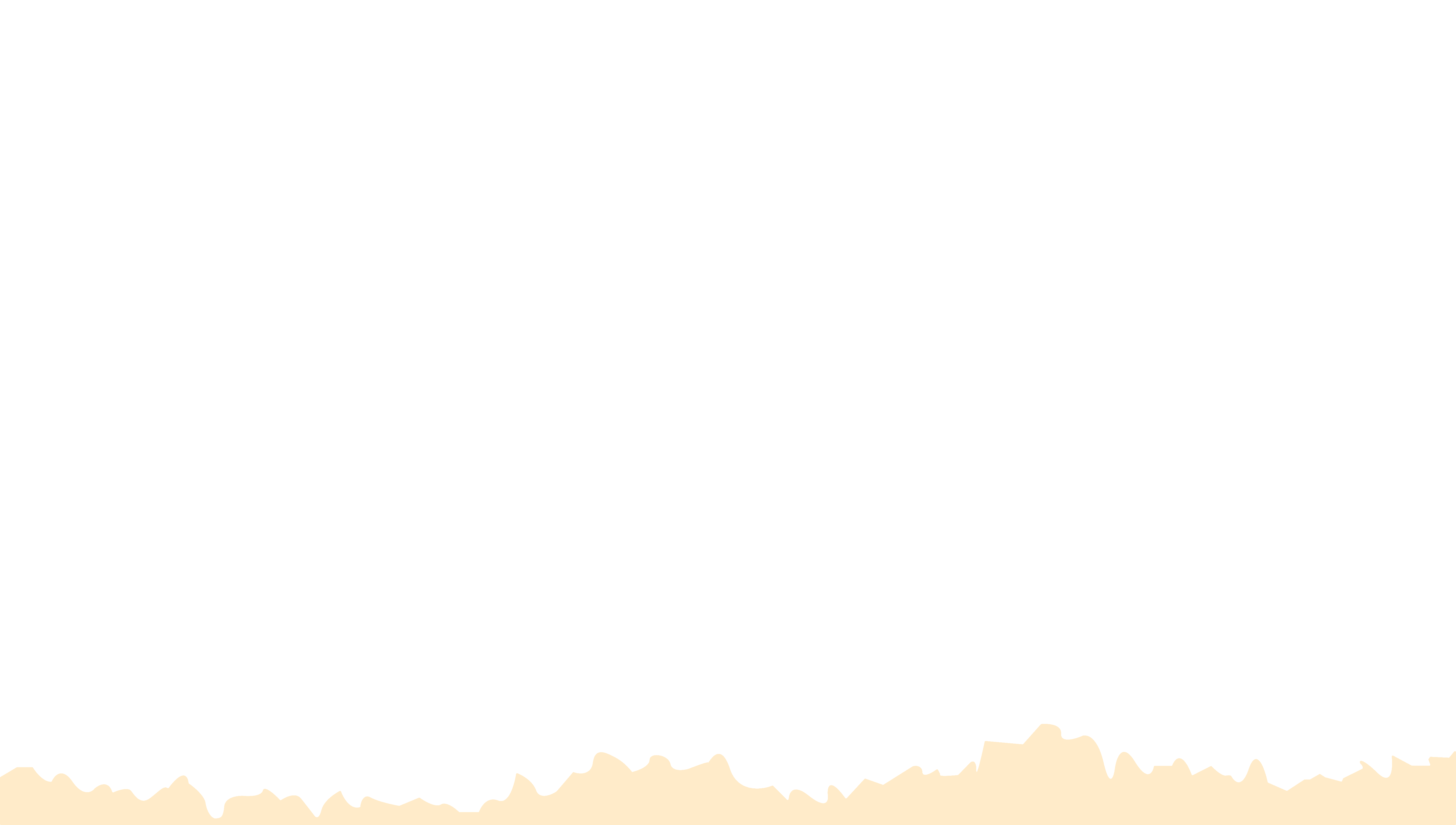 A minimalist graphic featuring a blue background with a cream-colored, abstract wave-like shape.