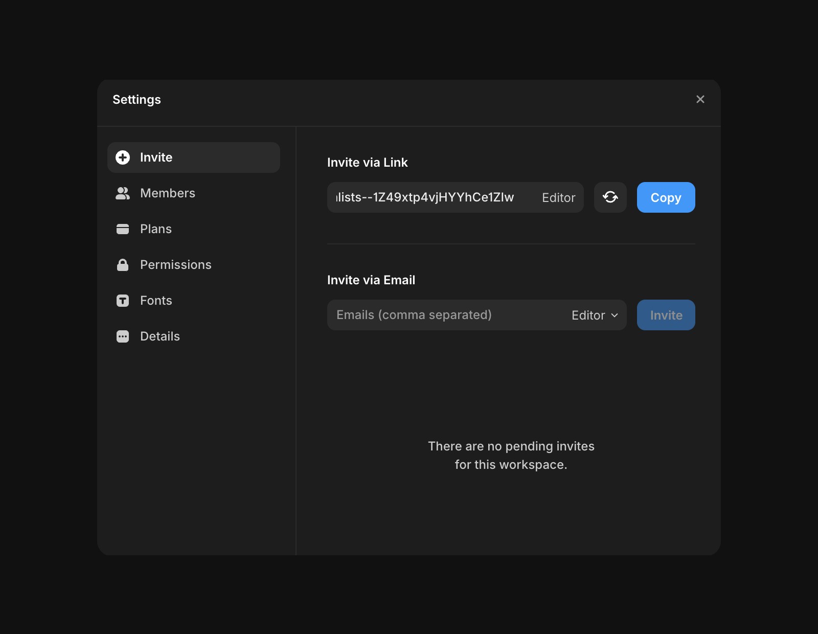 设置中的邀请标签页