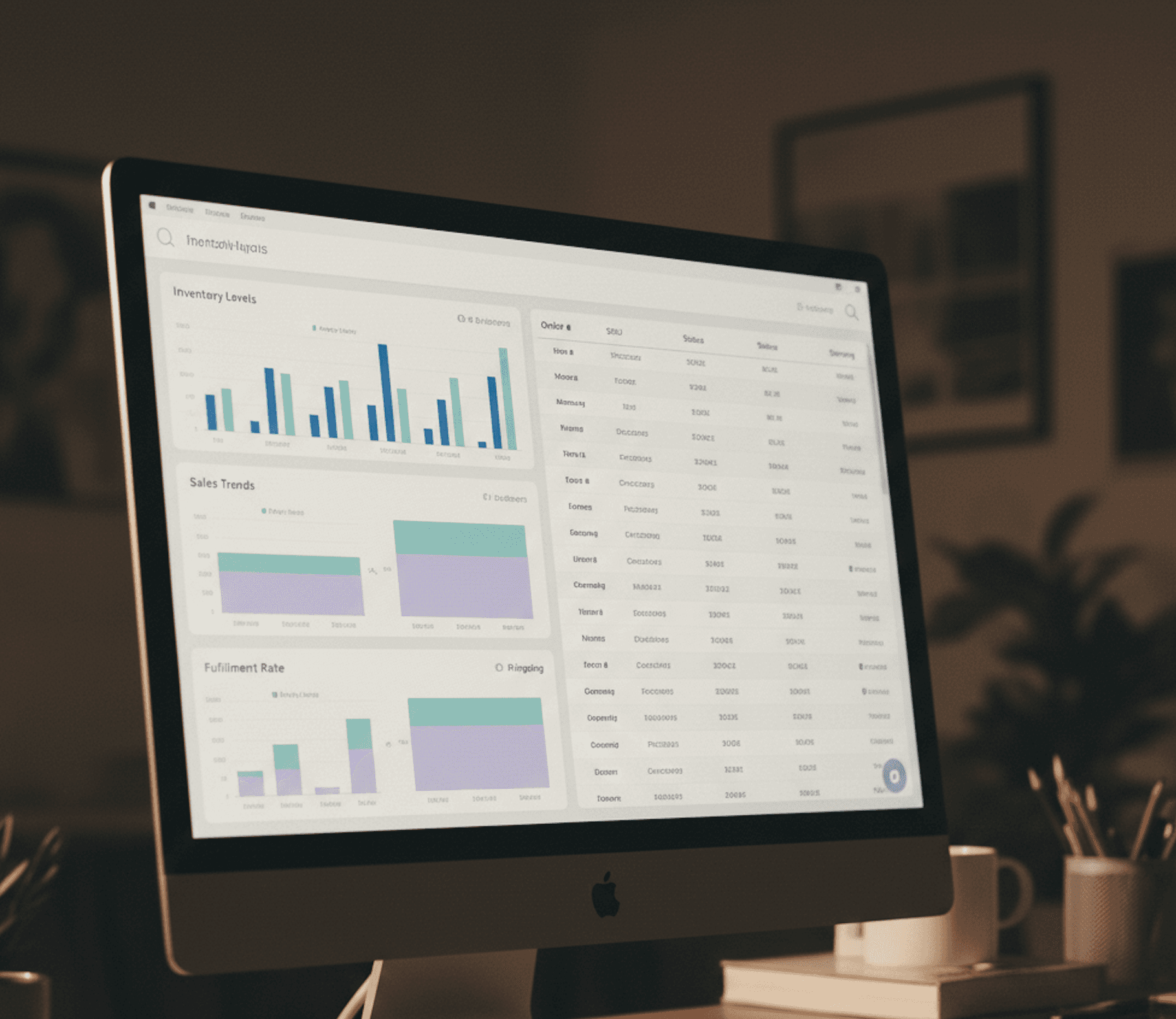 Example of a dashboard for overlooking the backend reports of an e-commerce store