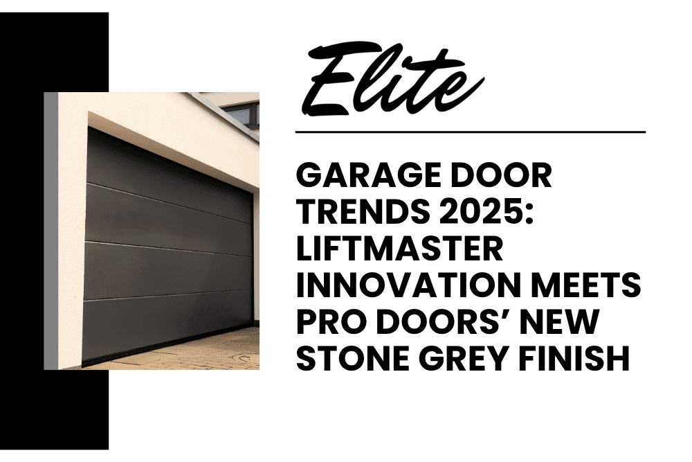 Contemporary stone grey garage door featured in Elite Garage Door’s 2025 trends blog.