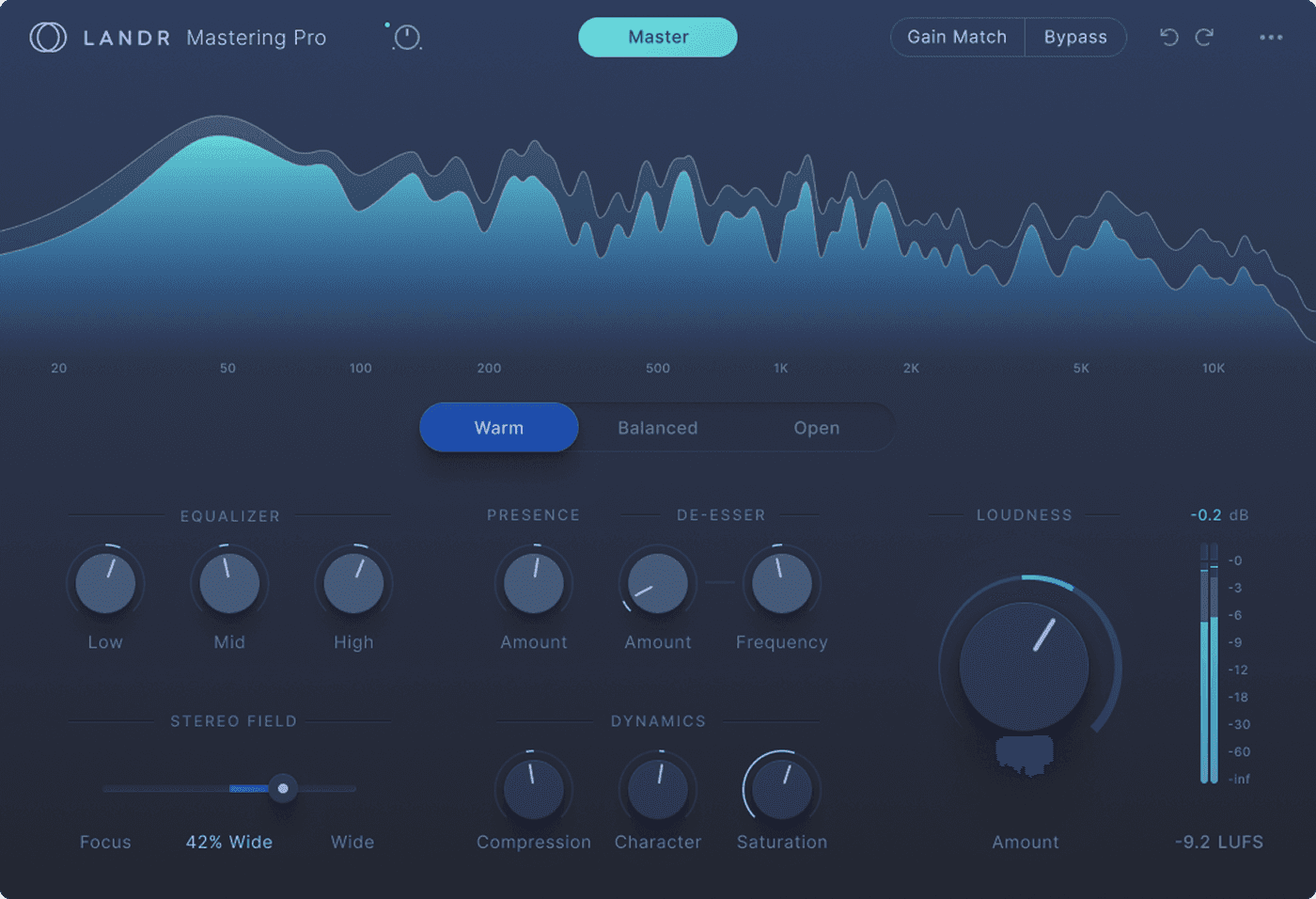 LANDR Mastering Pro - Plugin Interface